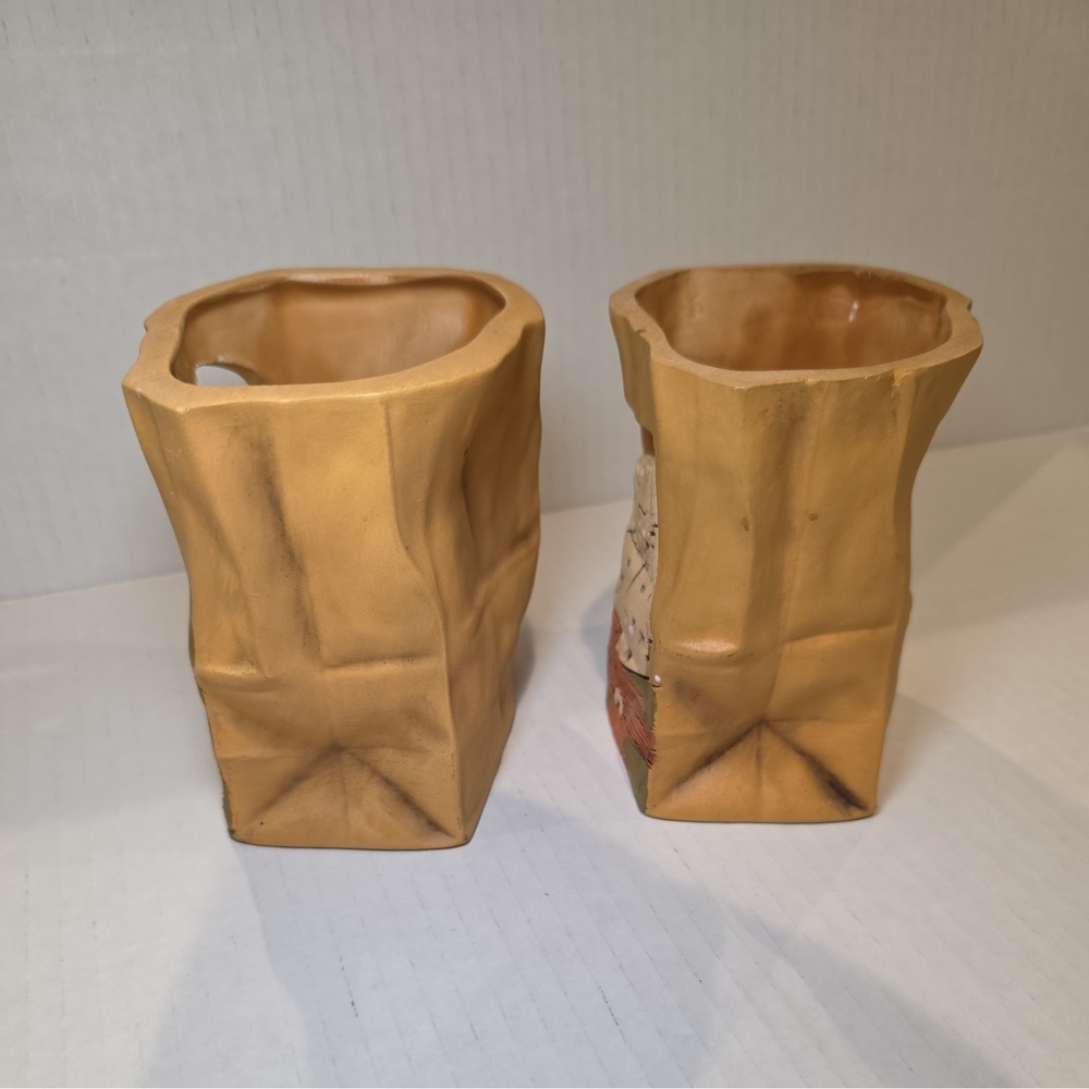 Paper bag Clay pottery luminaria Votive Justin Southwest New Mexico Vtg Signed - Picture 2 of 7